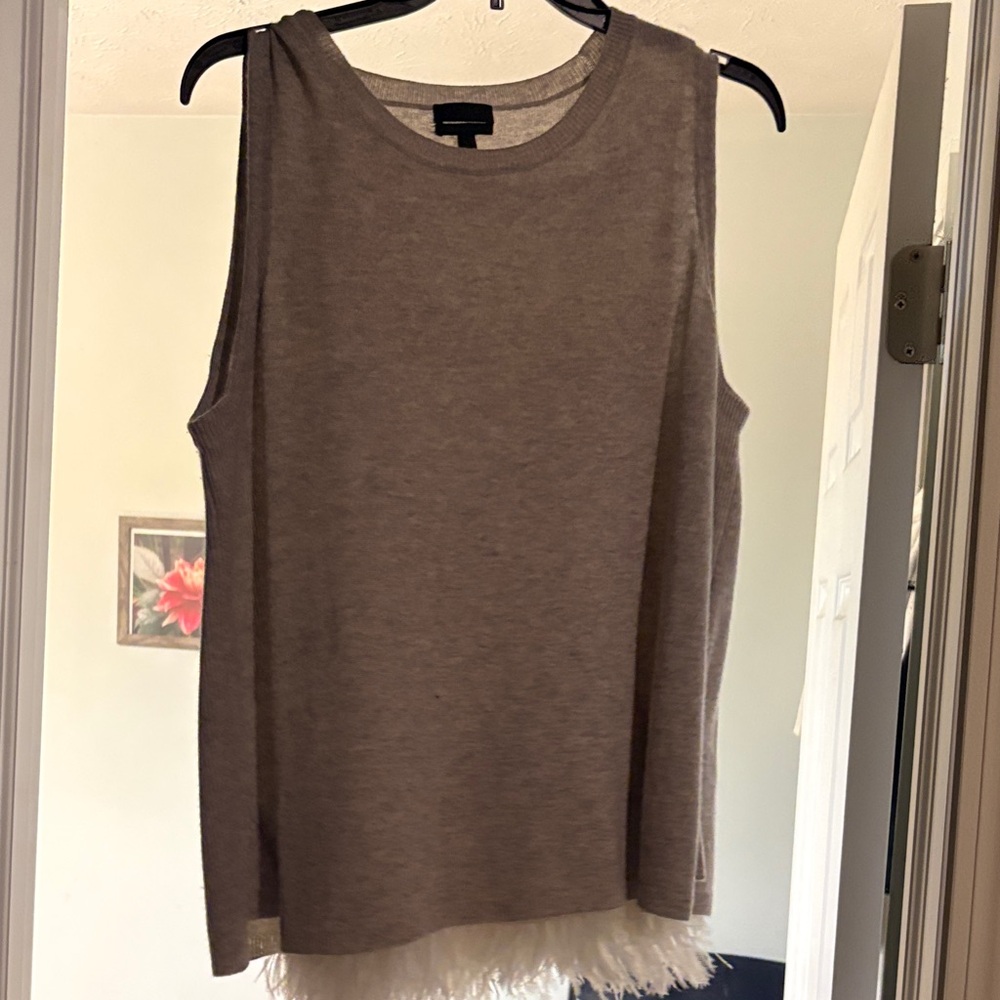J. Crew Gray Sleeveless Sweater with Feather Hem
